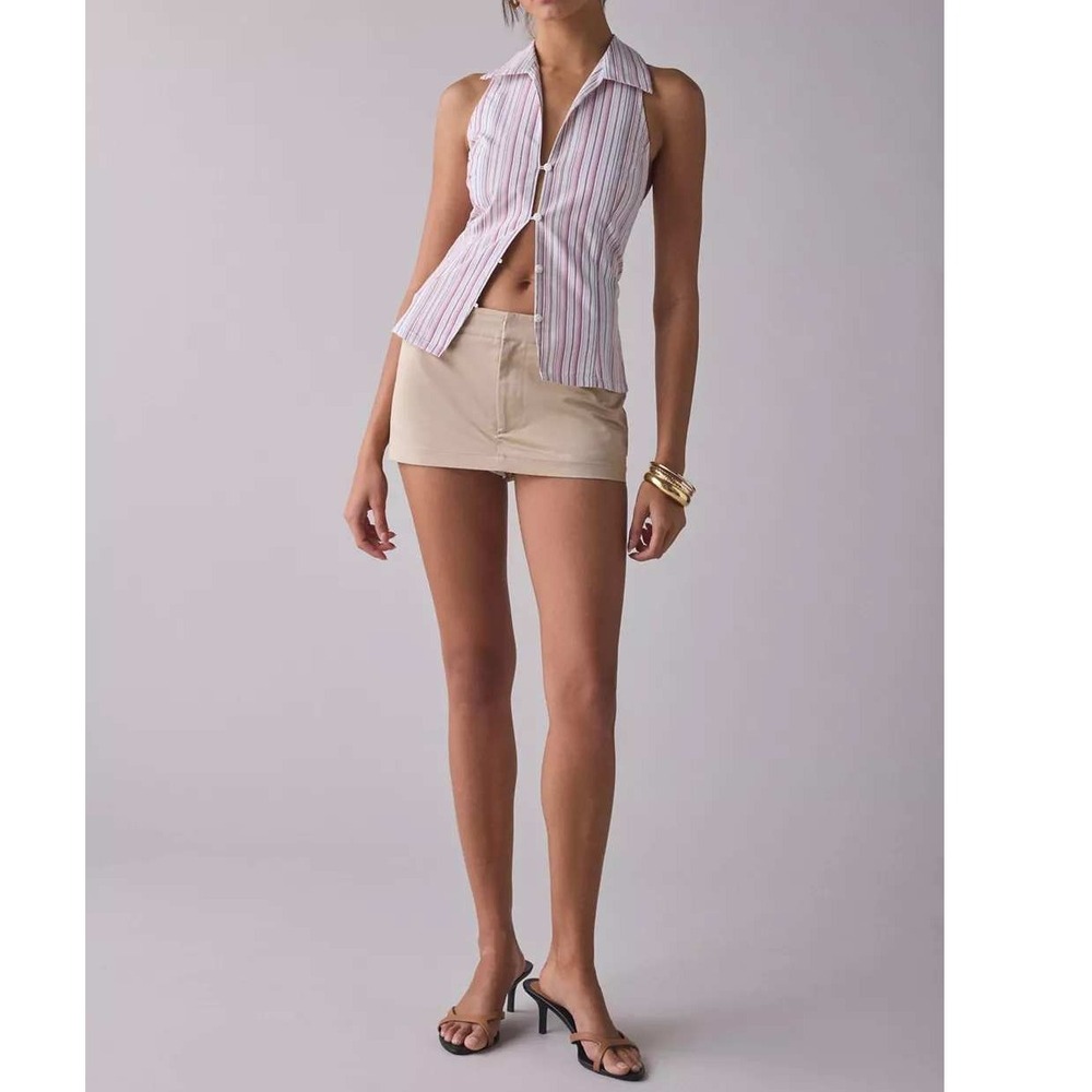 NWT Urban Outfitters‎ Pink Striped Party Girl Button Down Sleeveless Shirt XL